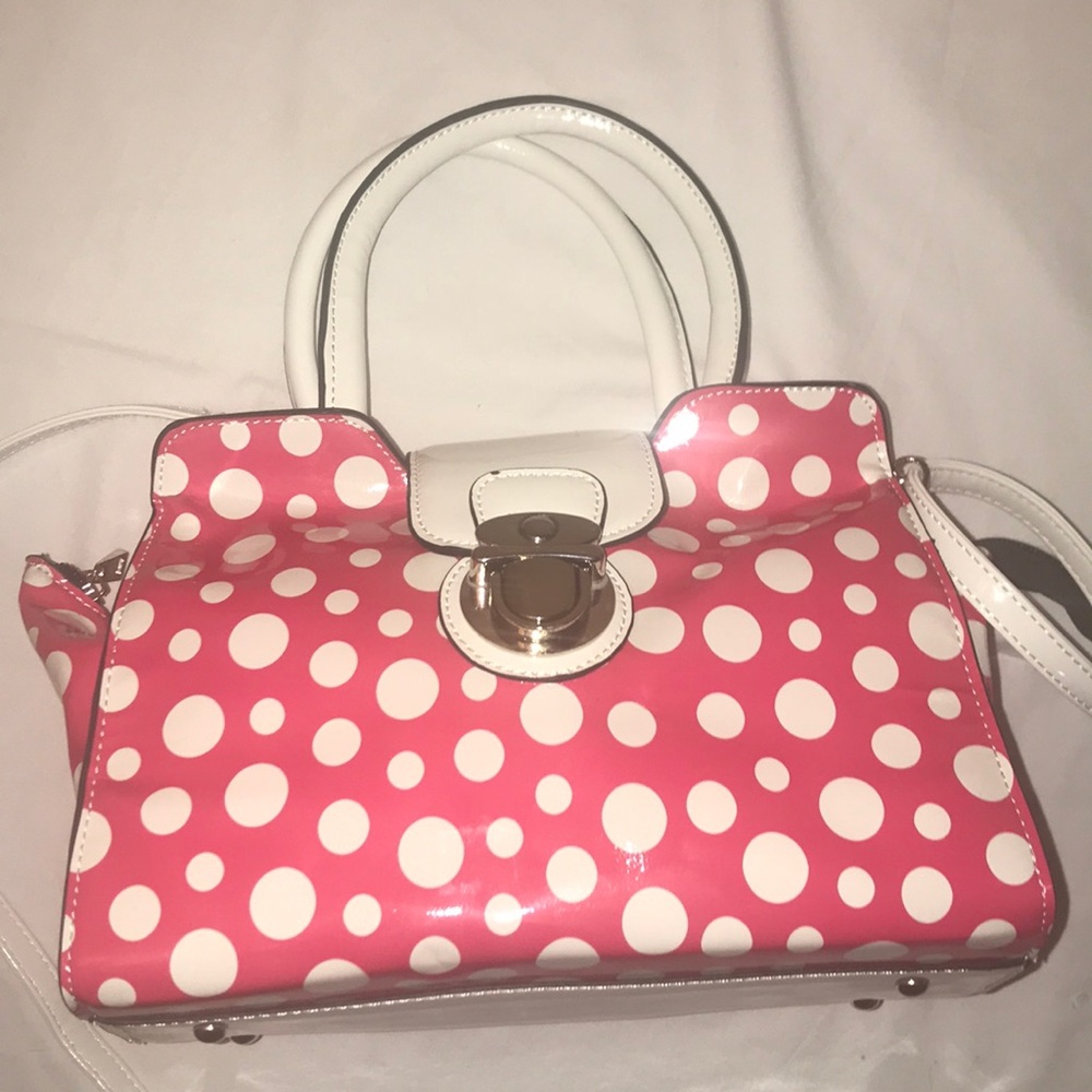 Pink & White Polkadot Cross Body Purse